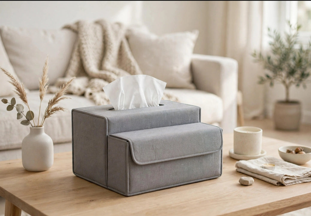 Caja organizadora con dispensador de pañuelos